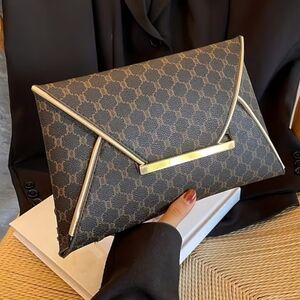 Chic Brown, Black and Gold Designer Clutch